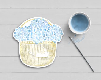 Nantucket Hydrangea Basket Sticker: Island Map Art Decal
