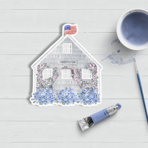 Autocollant de la maison de la Constitution de Nantucket| Nautique| Aquarelle| ACK| Imperméable à l’eau| Stratifié mat| Autocollant de bouteille d’eau pour ordinateur portable|