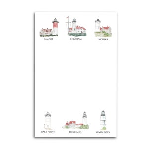 Bloc-notes aquarelle Les phares de Cape Cod|Art de Cape Cod|Cadeau|Papeterie|Chatham Light|Sandy Neck|Race Point|Nobska|Highland|Nauset