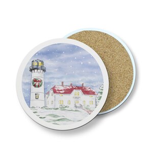 Chatham Lighthouse Christmas Coaster Set: Cape Cod Coastal Art