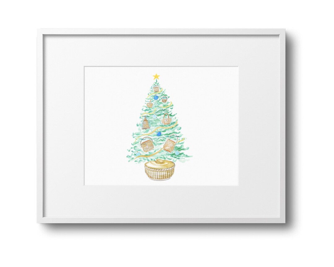 A Very Nantucket Basket Christmas Tree Art Printcoastalbeach Househome Printcape Cod Art wall