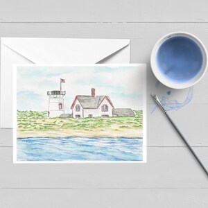 Stage Harbor Lighthouse Barnstable Grußkarte| Cape Cod| Briefpapier| Boxed Set| Einzelkarte| Geschenk| Cape&Islands| Blanko| Hinweis| Hortensienmalerei|