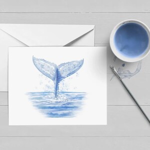 Carte de vœux aquarelle Whale’s Tail| Cape Cod|Nantucket|Aquarelle|Papeterie|Ensemble de cartes en boîte|Carte unique|Cadeau|Cape et îles|Note