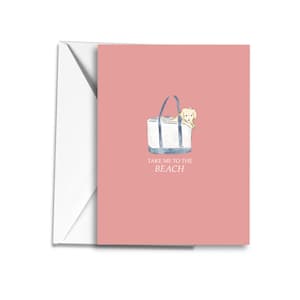 Emmenez-moi à la plage Golden Retriever Puppy Card| Cape Cod| Vignoble Marthas| Nantucket| Papeterie| Notecard| Aquarelle|