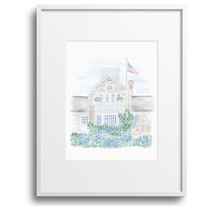 Essex Cottage Nantucket Island Aquarell Kunstdruck|Küste|Strand|Zuhause|ACK|Wandkunst|Sommer|Nantucket Poster|Wandbehang