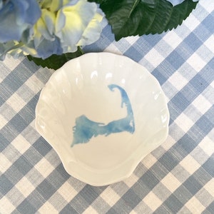 Cape Cod Karte Küsten Ring Trinket Schale | Cape Cod | Nähgarn | Küstengroßmutter | Hortensien Dekor | Schmuckschälchen | Schale