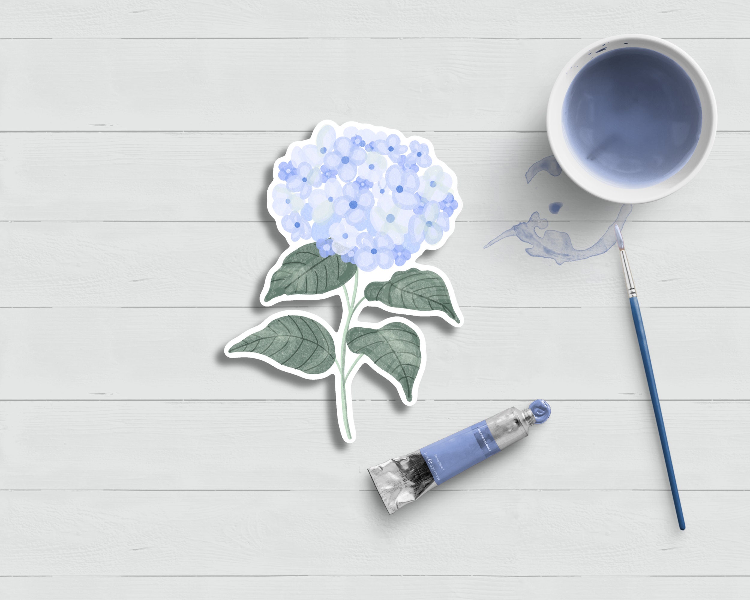 Hydrangea Sticker Hand-drawn Hydrangea Sticker: Matte, Weatherproof, Scratch-resistant - Etsy