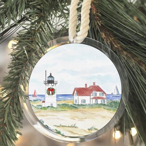 Race Point-vuurtoren Provincetown Cape Cod Kerstornament | MA|Cape en eilanden|Kunst|Cape Cod|MA|Cadeau|Kunst|Gepersonaliseerde|Kaart|Cape Cod-cadeau