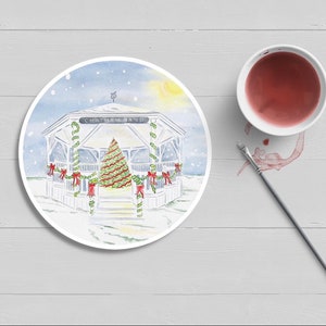 Chatham Band Stand à Christmas Sticker| | de Cape Cod Nautique| Aquarelle| Cap et îles| Décalcomanie| LightshipBasket|| Imperméable à l’eau| Ordinateur portable| Autocollant de voiture