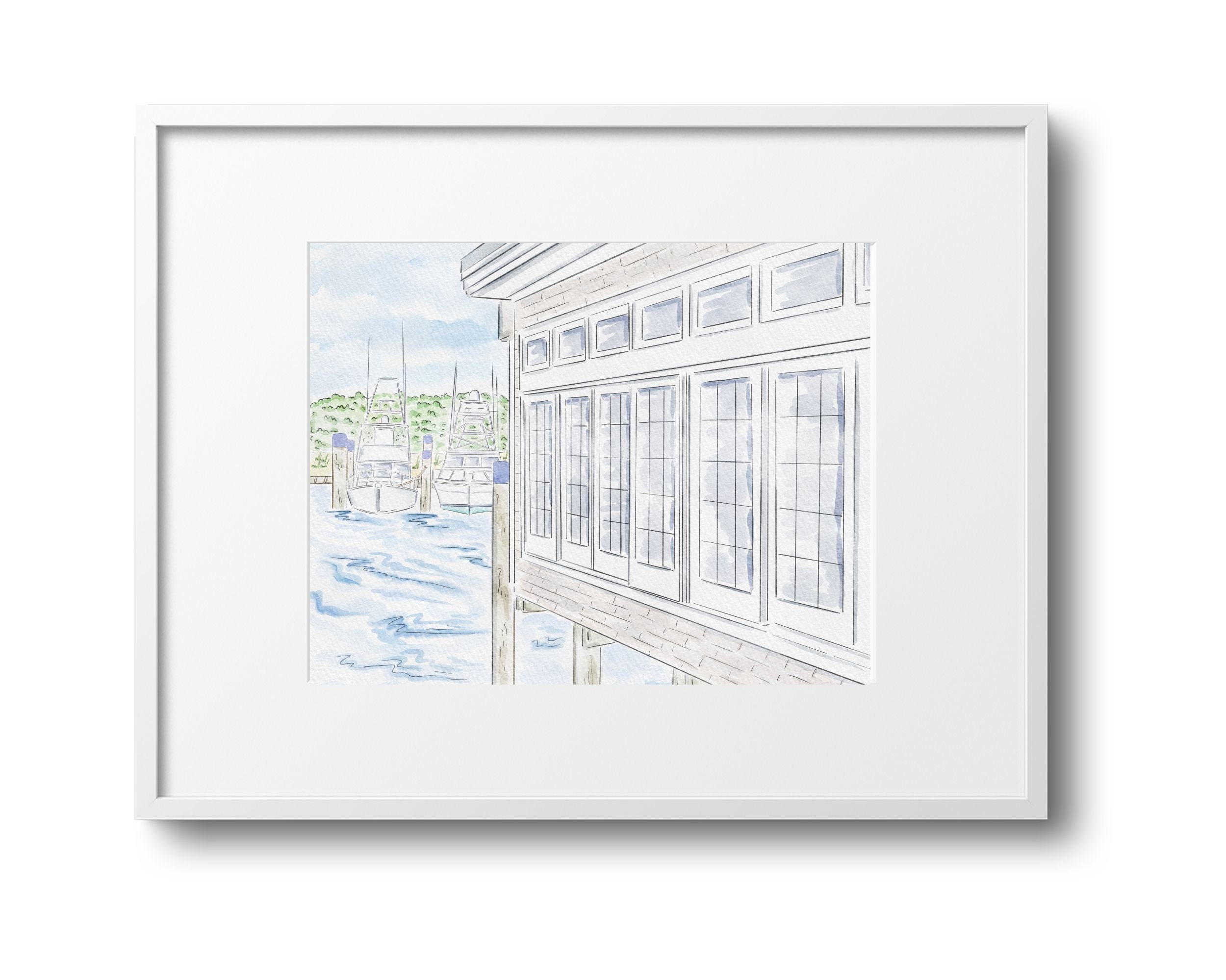 Wychmere Beach Club Harbor Views Watercolor Art Print|Cape Cod Art|Poster|Painting|Decor|Cape and Islands|Harwich port, MA| Cape Cod Gift