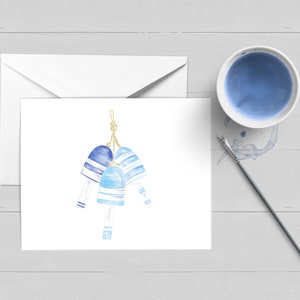 Carte de vœux bouée bleue| Cape Cod|Nantucket|Papeterie|Ensemble de cartes en boîte|Carte unique|Cadeau|Cape et îles|Vierge|Note|Peinture d'hortensia|