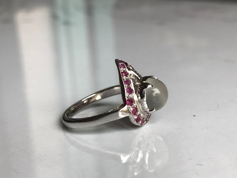 A beautiful combination of ruby and moonstone in 925 sterling silver rings
