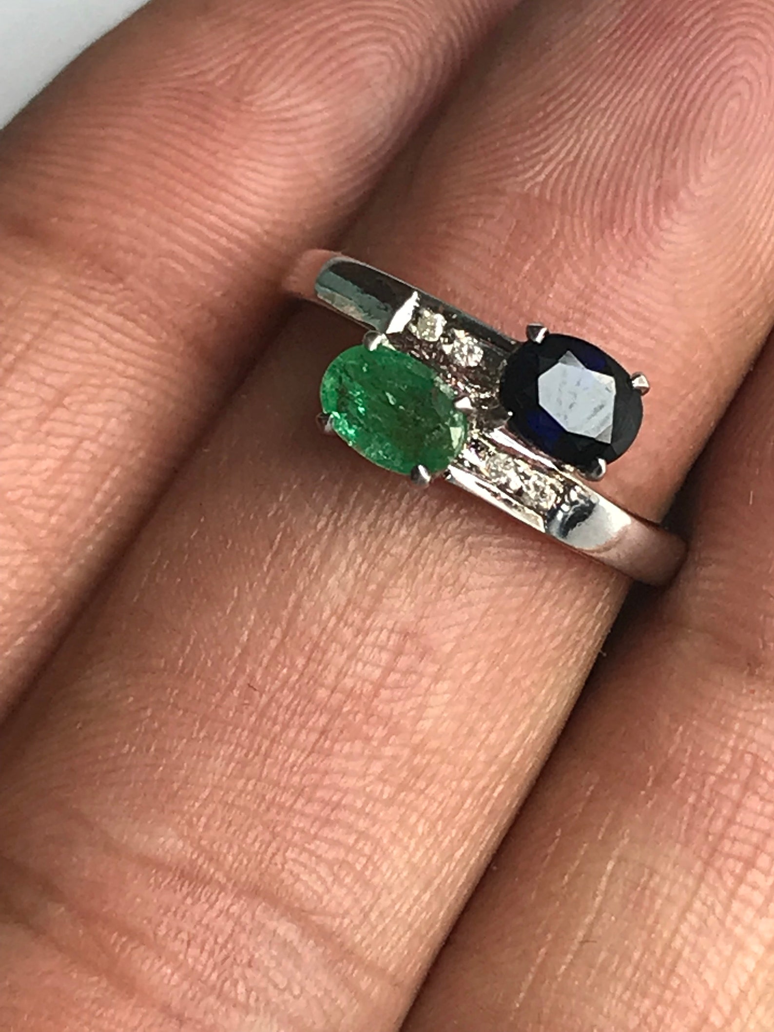 A combination of sapphire emerald ring in 925 sterling silver Etsy