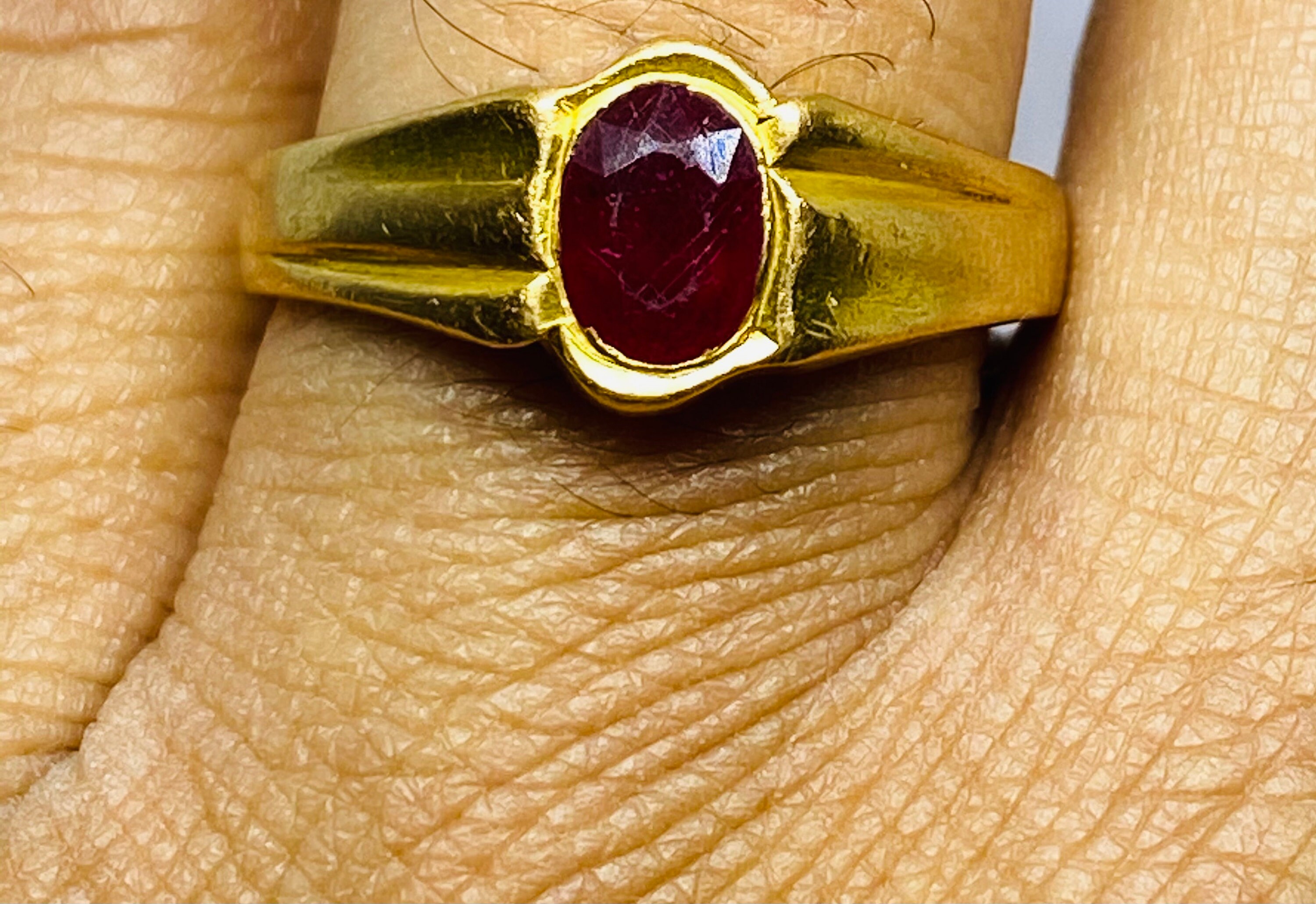 Natural Red Ruby Ring in 22k Hallmarked Solid Gold Etsy UK