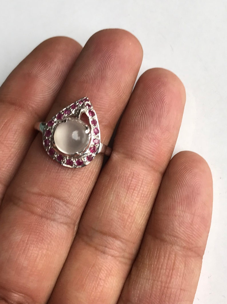 A beautiful combination of ruby and moonstone in 925 sterling silver rings