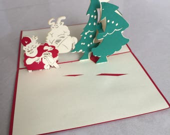 Motorbike Santa Pop Up Card, Pop-Up Card, 3D Card, Christmas Card, Blank Card