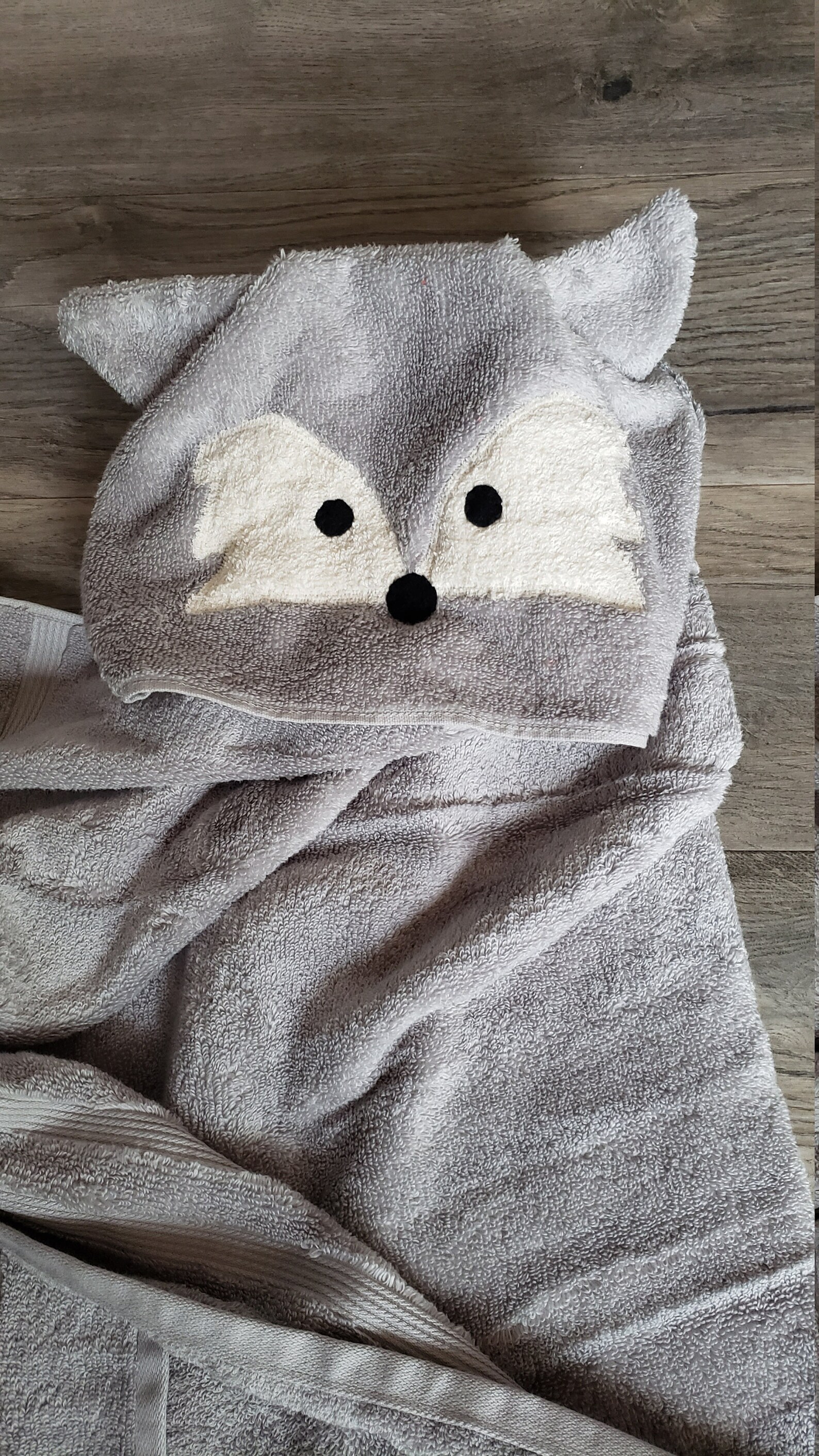 Hooded Gray Fox Towel. Hooded Animal Towels. Hooded Towels Etsy