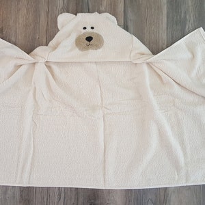 Hooded towel, personalized towel, white polar bear towel,hooded beach towel,hooded bear towel toddler,hooded animal towel,white bear towel image 3