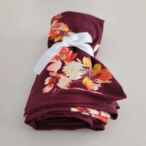 Baby girl swaddle blanket,hospital blanket,fall floral baby blanket,baby girl receiving. Stretchy swaddle blanket. handmade blanket image 2