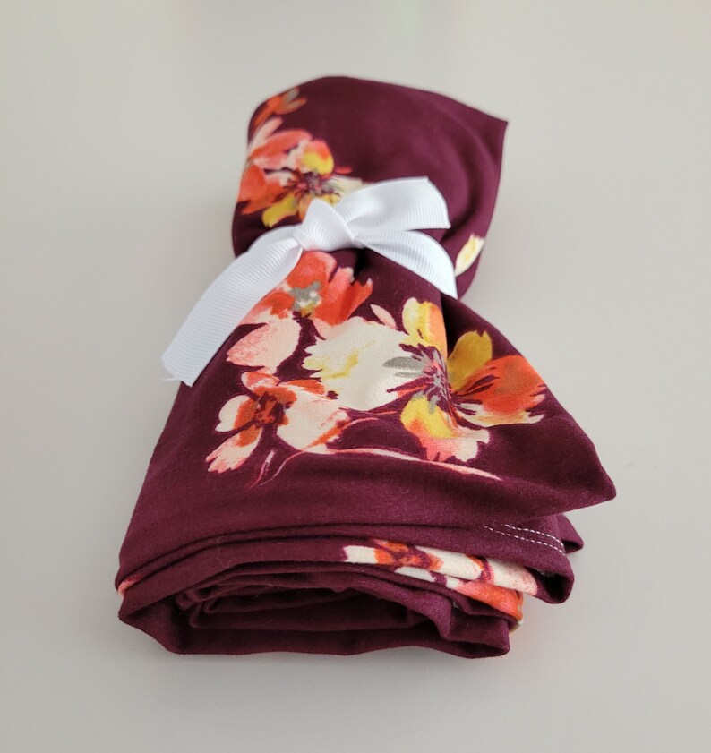 Baby girl swaddle blanket,hospital blanket,fall floral baby blanket,baby girl receiving. Stretchy swaddle blanket. handmade blanket image 2