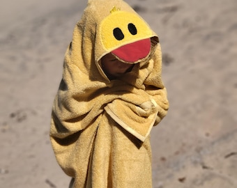 Gepersonaliseerde baddoek met capuchon: handgemaakte katoenen kinderbadhanddoek
