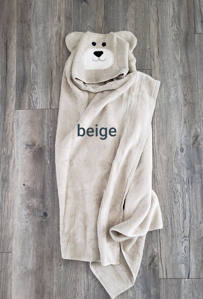 Hooded towel children. Hooded towel kids. Hooded towel babies. Beige bear towel. Hooded animal towel. Hooded beach towel. personalized towel image 3