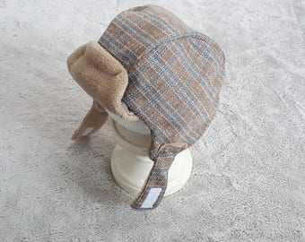 Winter hat with ear flaps/Kids winter hat/Boys winter hat/yooper hat/brown kids hat - kids bomber hat- lil yooper hat- trapper hat