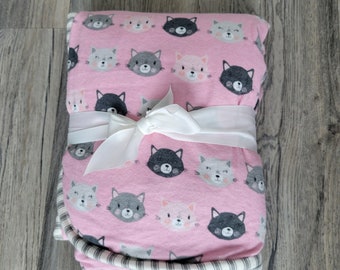 Baby minky blanket. kitty blanket. baby girl blanket. Girl minky blanket. Toddler girl blanket. Cats. Baby shower gift. plush baby blanket