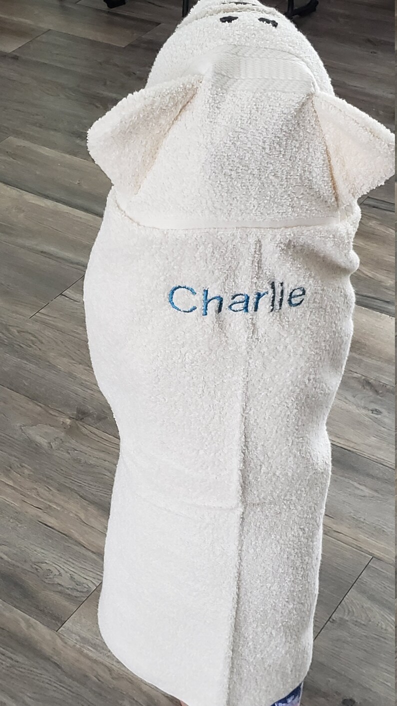 Hooded towel, personalized towel, white polar bear towel,hooded beach towel,hooded bear towel toddler,hooded animal towel,white bear towel image 5