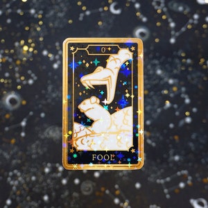 A carta de tarô do tolo | Arcanos Maiores | Adesivos de vinil holográfico Oracle
