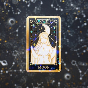 de tarot de la lune | Arcanes majeurs | Autocollants holographiques en vinyle d'Oracle psychique