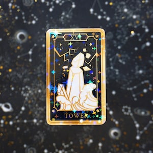 de tarot de la tour | Arcanes majeurs | Stickers divinatoires holographiques en vinyle