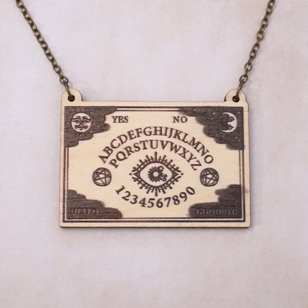 Ouija Board | Occult Wooden Necklace | Spirit Magic Symbols | Witch Aesthetic