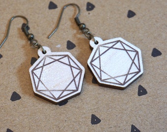 Heptagram | Occult Wooden Earrings | Pagan Symbols Accessory | Witch Aesthetic