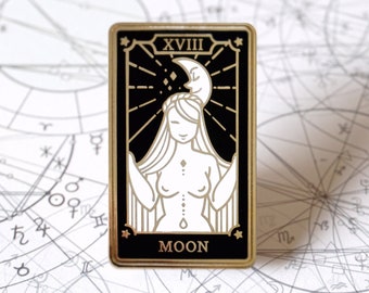 The Moon Tarot Card | Major Arcana Hard Enamel Pin | Oracle Accessories