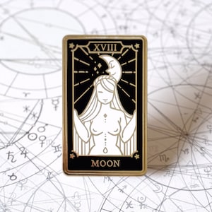 Die Mond-Tarot-Karte | Major Arcana Hard Emaille Pin | Orakel Zubehör