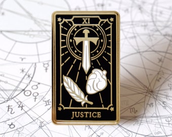 Justice Tarot Card | Major Arcana Hard Enamel Pin | Occult Oracle Accessory