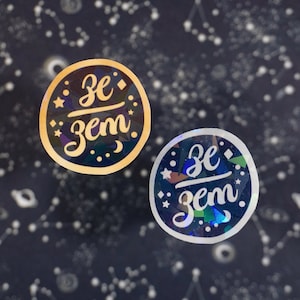 Ze / Zem (sterrenachtige voornaamwoorden) | Holografische vinylsticker | LGBTQ-gemeenschap | Esthetische briefpapier