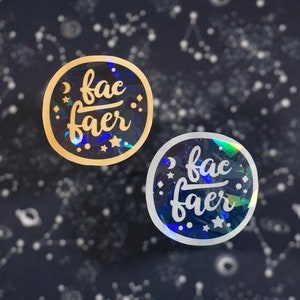 Fae / Faer (sterrenachtige voornaamwoorden) | Holografische vinylsticker | LGBTQ-gemeenschap | Esthetische briefpapier