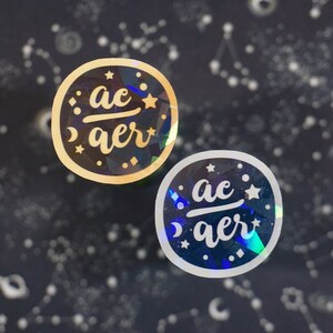 Ae / Aer (sterrenachtige voornaamwoorden) | Holografische vinylsticker | LGBTQ-gemeenschap | Esthetische briefpapier
