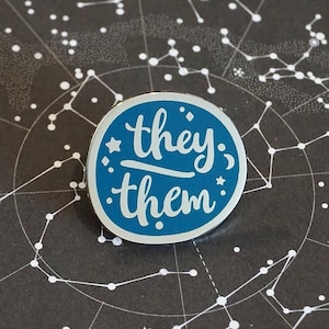 They/Them (Silver) - Starry Pronouns (Hard Enamel Pin)