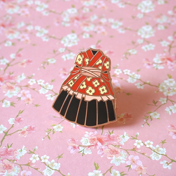 Wa Lolita (Red Version) | Hard Enamel Pin | Harajuku Japanese Kawaii Dress