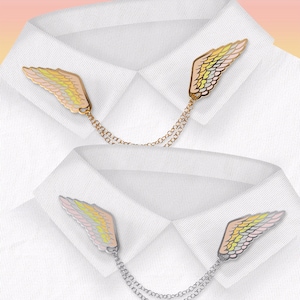 Pastel Rainbow (Proud Angel) | Connected Enamel Pins | Wings Collar Necklace | For LGBTQIA Community