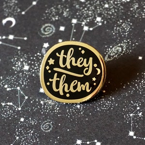 They/Them (Golden) - Starry Pronouns (Hard Enamel Pin)