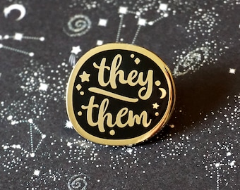 They/Them (Golden) - Starry Pronouns (Hard Enamel Pin)