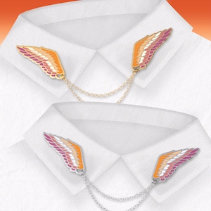 Lesbian (Proud Angel) | Connected Enamel Pins | Wings Collar Necklace | For LGBTQIA Community