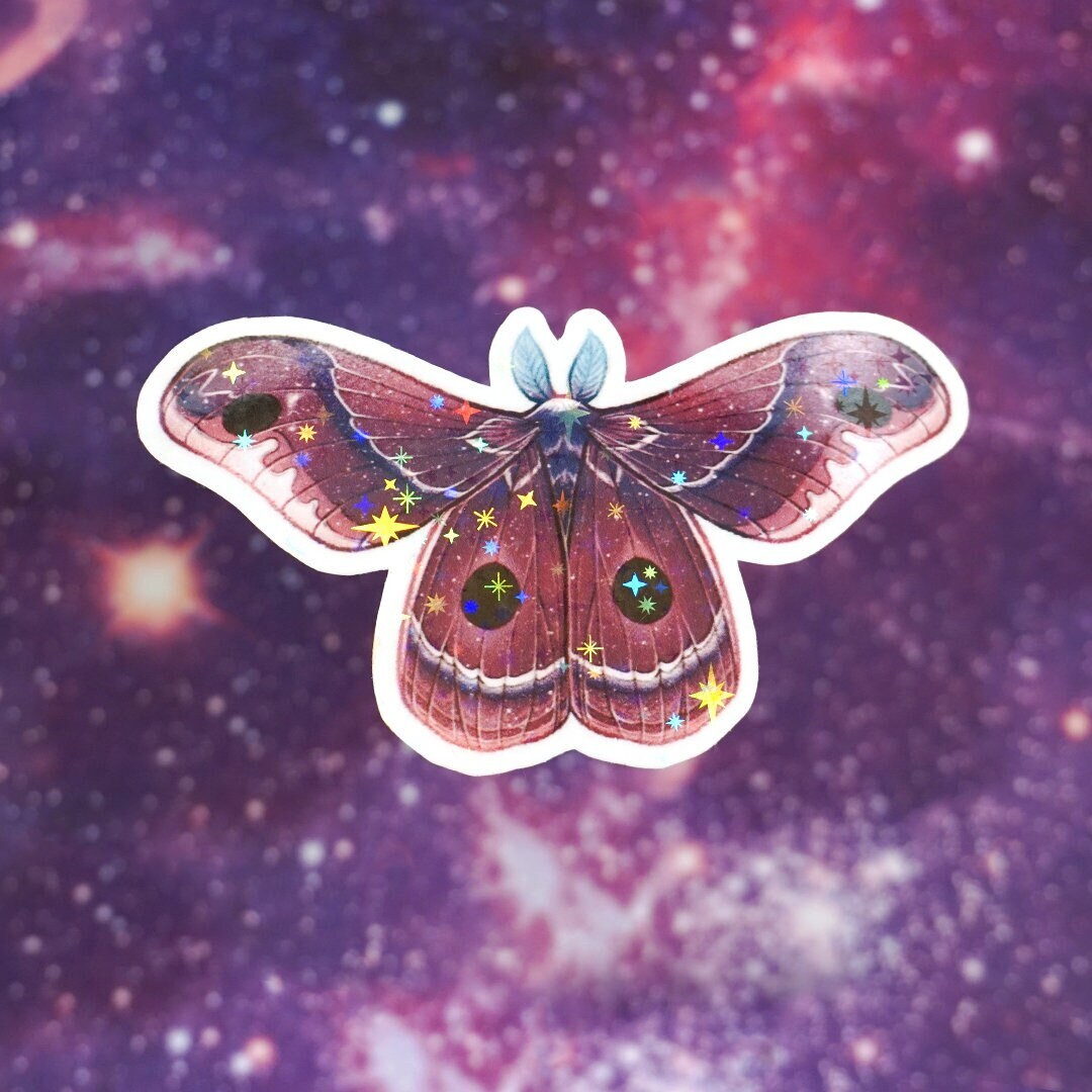 Moon Moth Sticker New Moon Moon Phases Moths Aesthetic Diecut Holographic Vinyl Stickers ...
