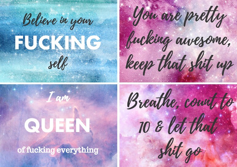 Set Of 20 Printable Sweary Affirmation Cards Etsy