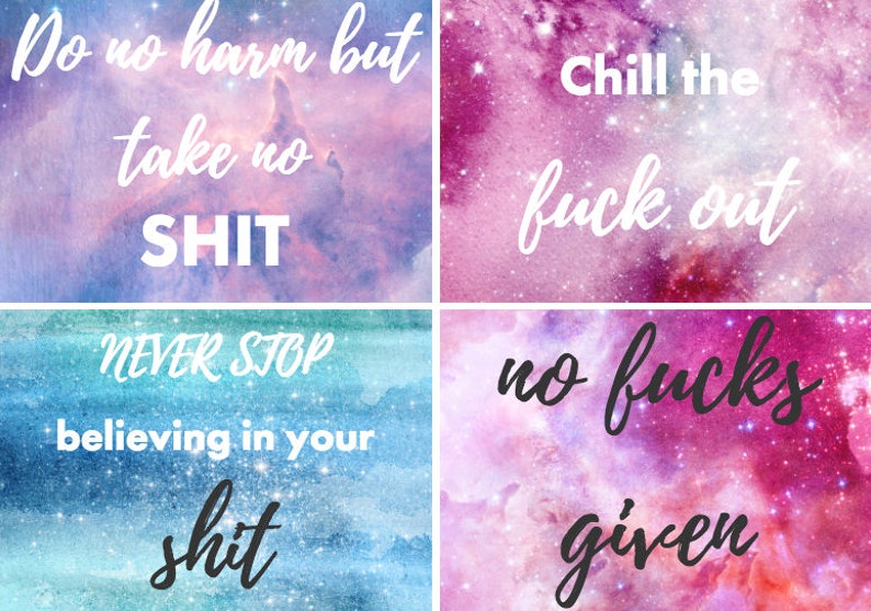 Set Of 20 Printable Sweary Affirmation Cards Etsy