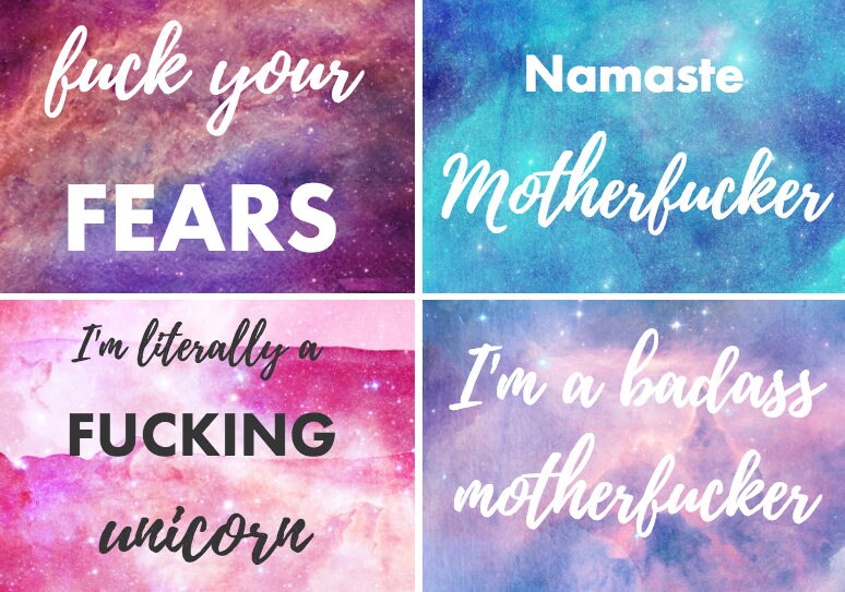 Set Of 20 Printable Sweary Affirmation Cards Etsy